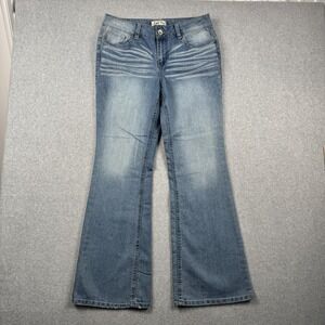 LEI Jeans Juniors 11 Sophia Hipster Flare Low Rise Stretch Distressed Y2K 90s